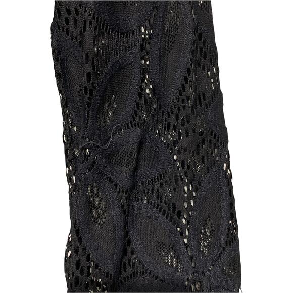 J Valdi Daisy Floral Lace Flower Deep V-Neck Black Swimwear Cover Up Small - Picture 8 of 11